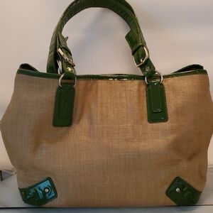 Green and Tan TALBOTS Women's Handbag woven Pocket And Pouch XL